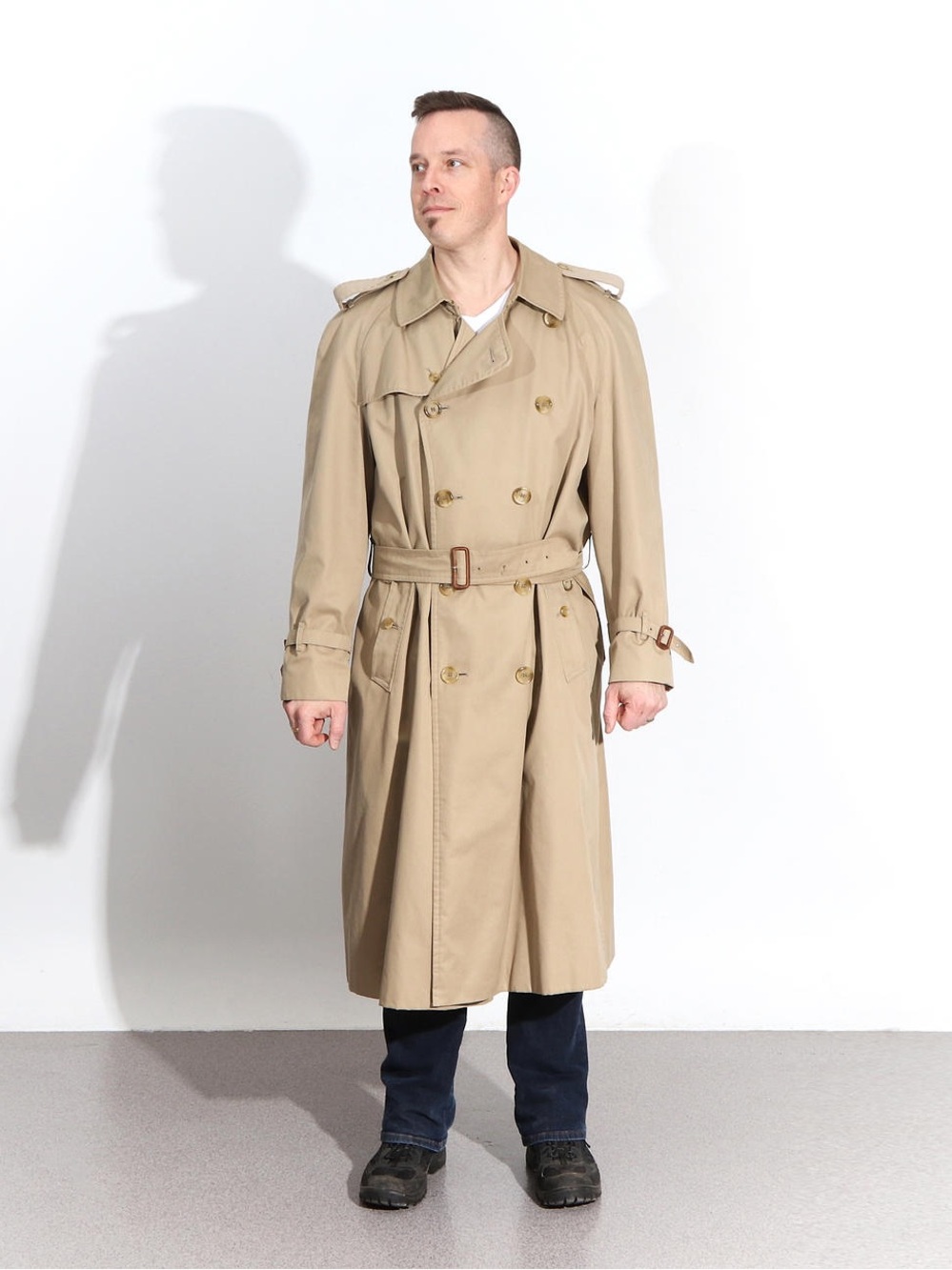 Burberry Men's Double-Breasted Trench Coat in Khaki